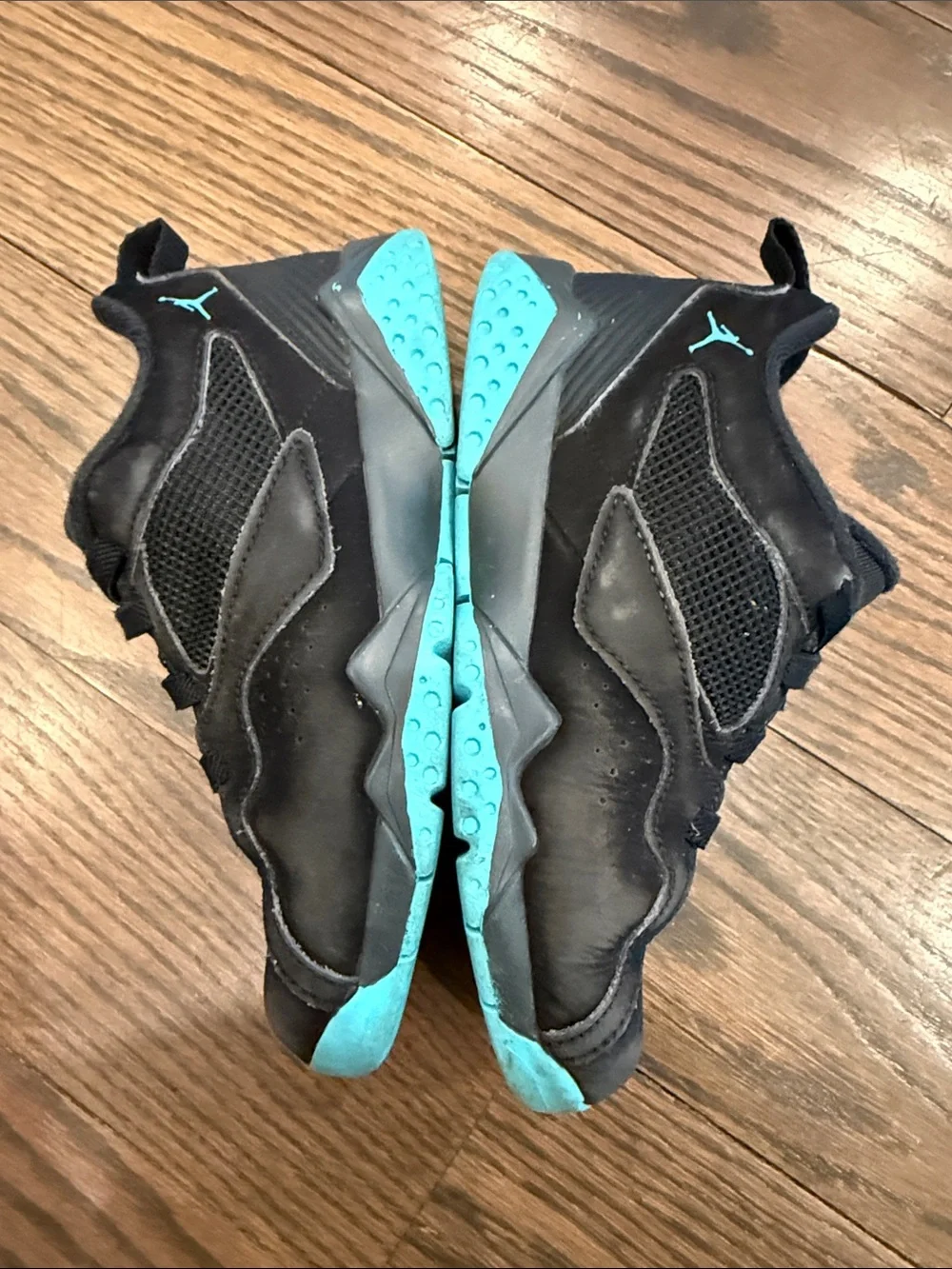 Jordan Kids MVP 92 Black Sneakers with Teal Accents